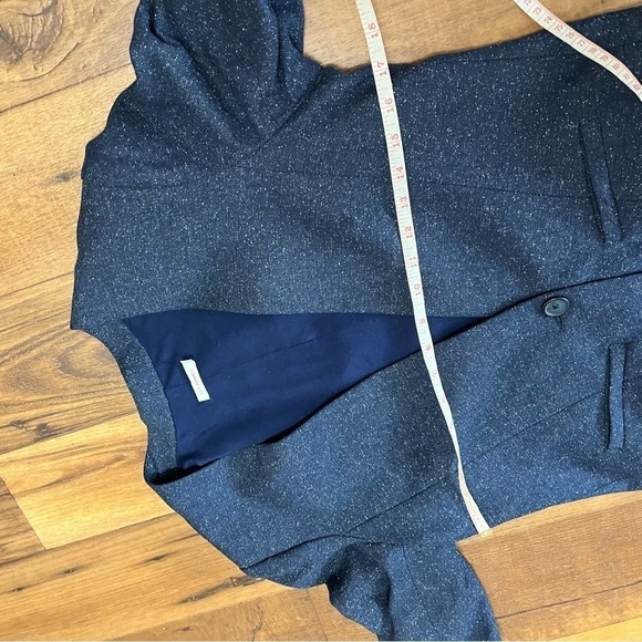 Lily Ashwell Navy Blue Cropped Blazer Jacket 100% Wool Small G2 - Picture 8 of 8